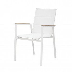 Luca textile chair with teak S1