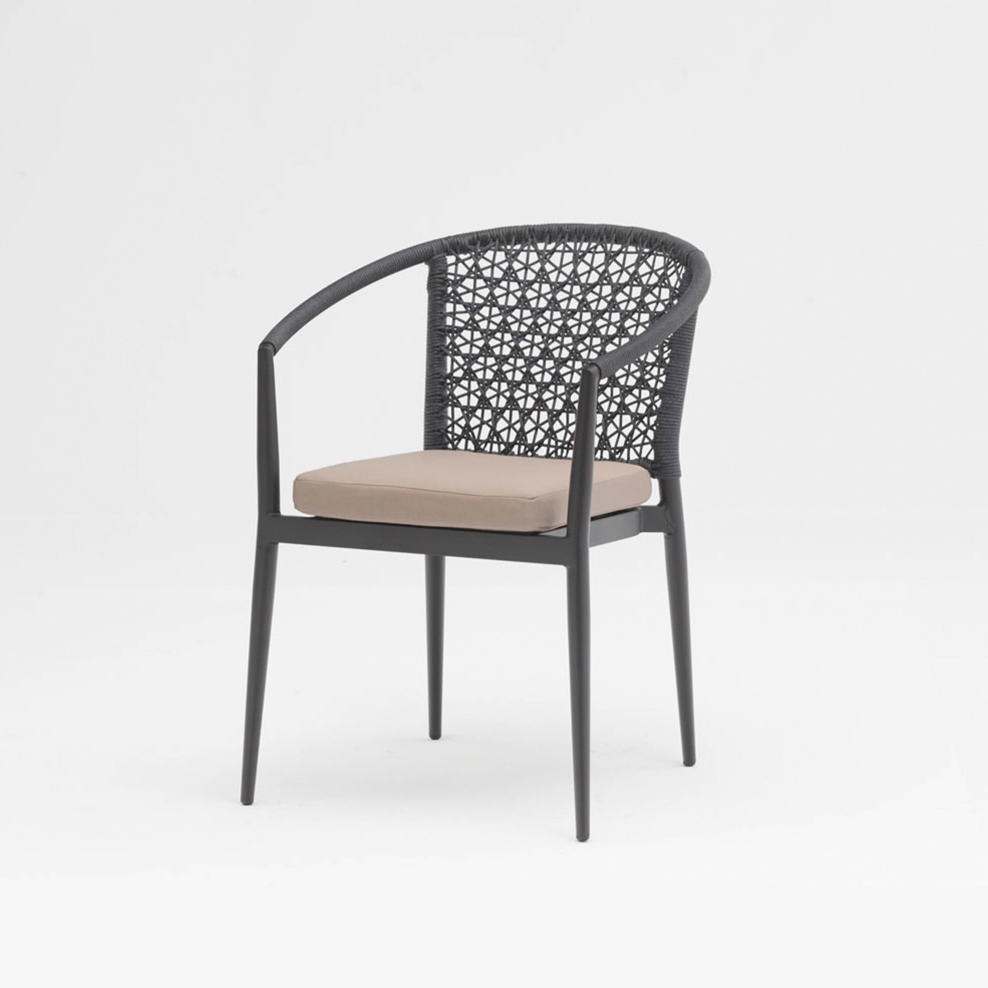 Chaise de salle à manger en corde Meer Noir S1