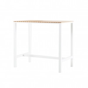 Snehovo biely barový stôl (drevo Poly) S1