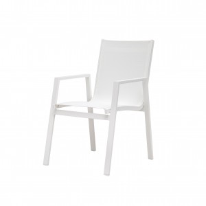 Kar beyazı tekstil yemek sandalyesi S1